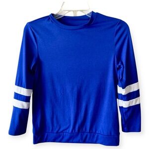 Blue Kids Shirt with White Stripes